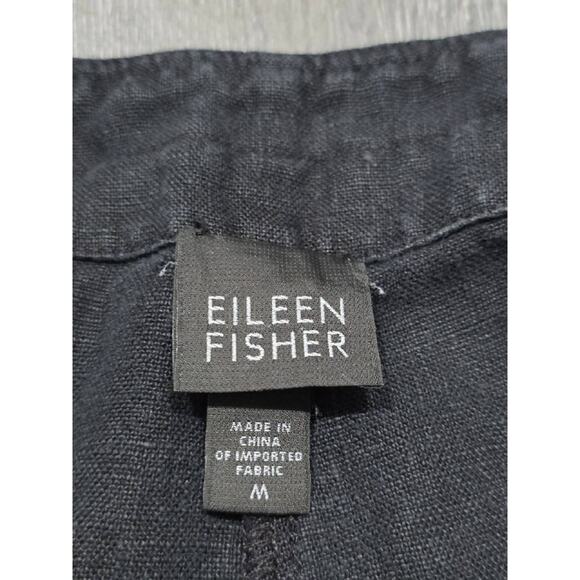 Eileen Fisher Cargo linen capri pants Women's Sz Medium Black A004177 - Picture 5 of 8